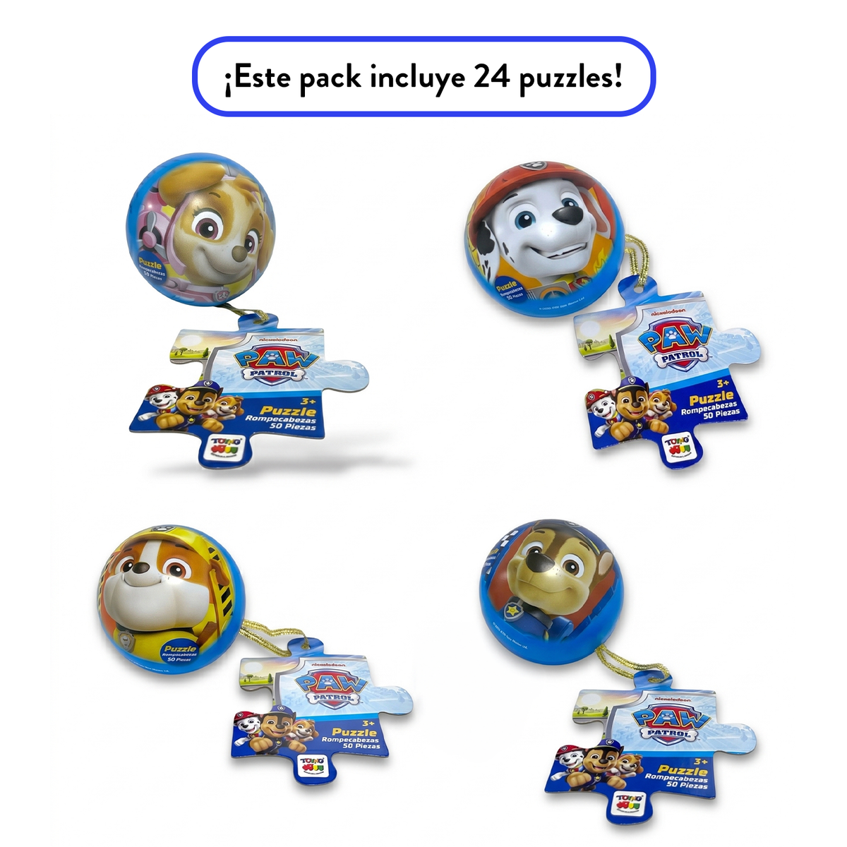 Pack X24 Puzzle Rompecabezas Esfera (50 Piezas) - Paw Patrol