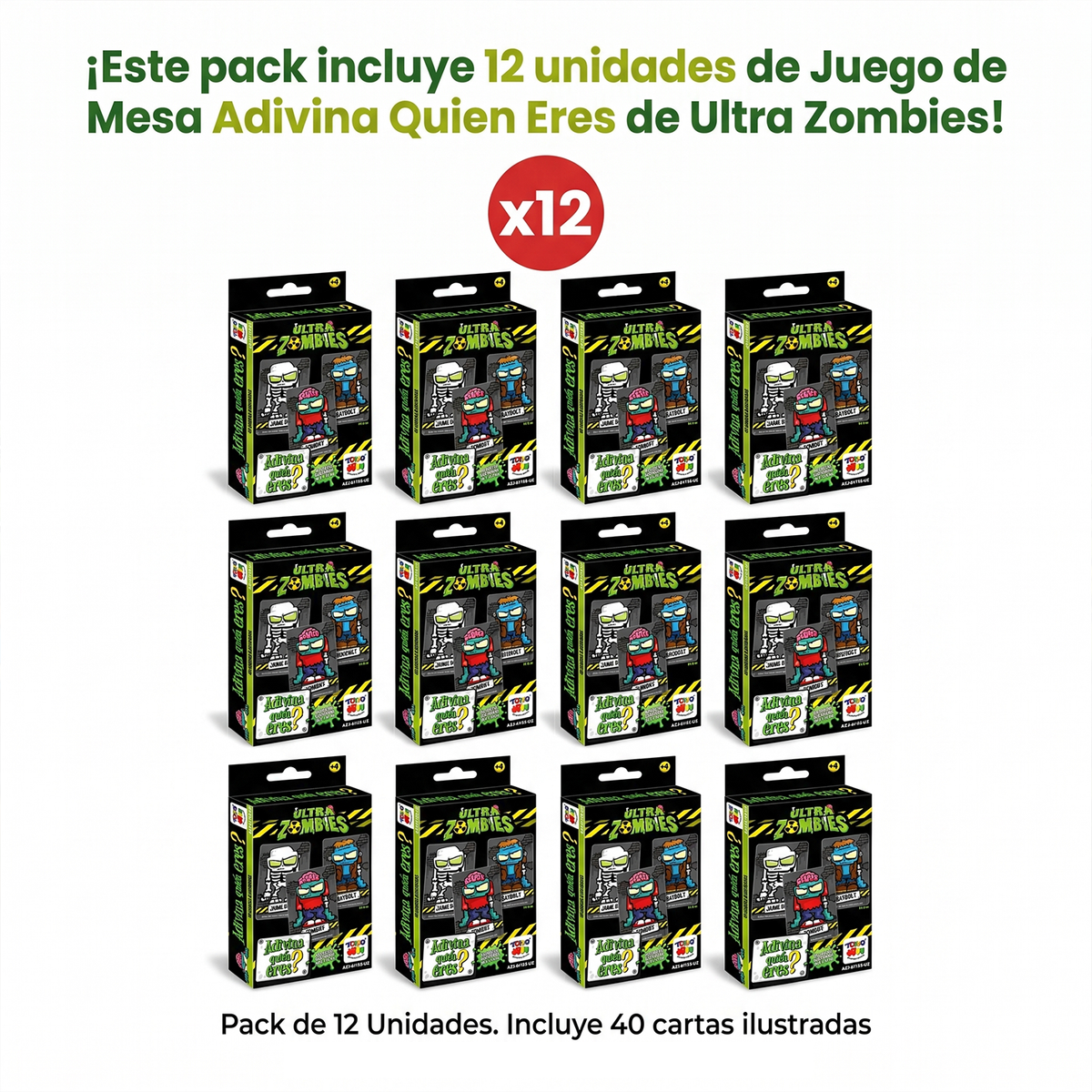 Pack 12 Flash Cards Adivina Quién Eres Ultra Zombies