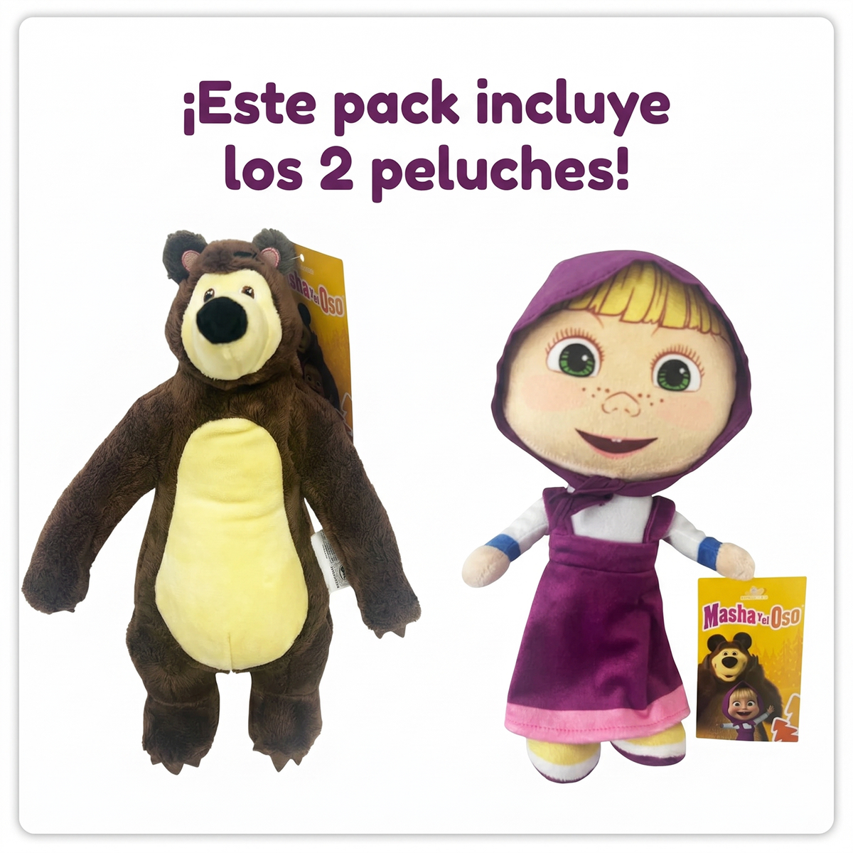 Pack x2 Peluches Masha y el Oso Colección Completa