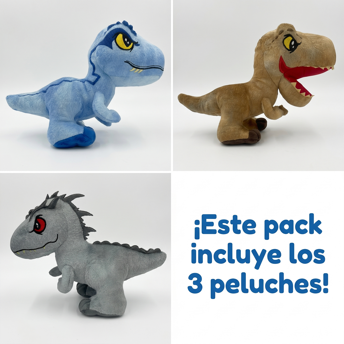 Pack x3 Peluches Jurassic World Colección Completa