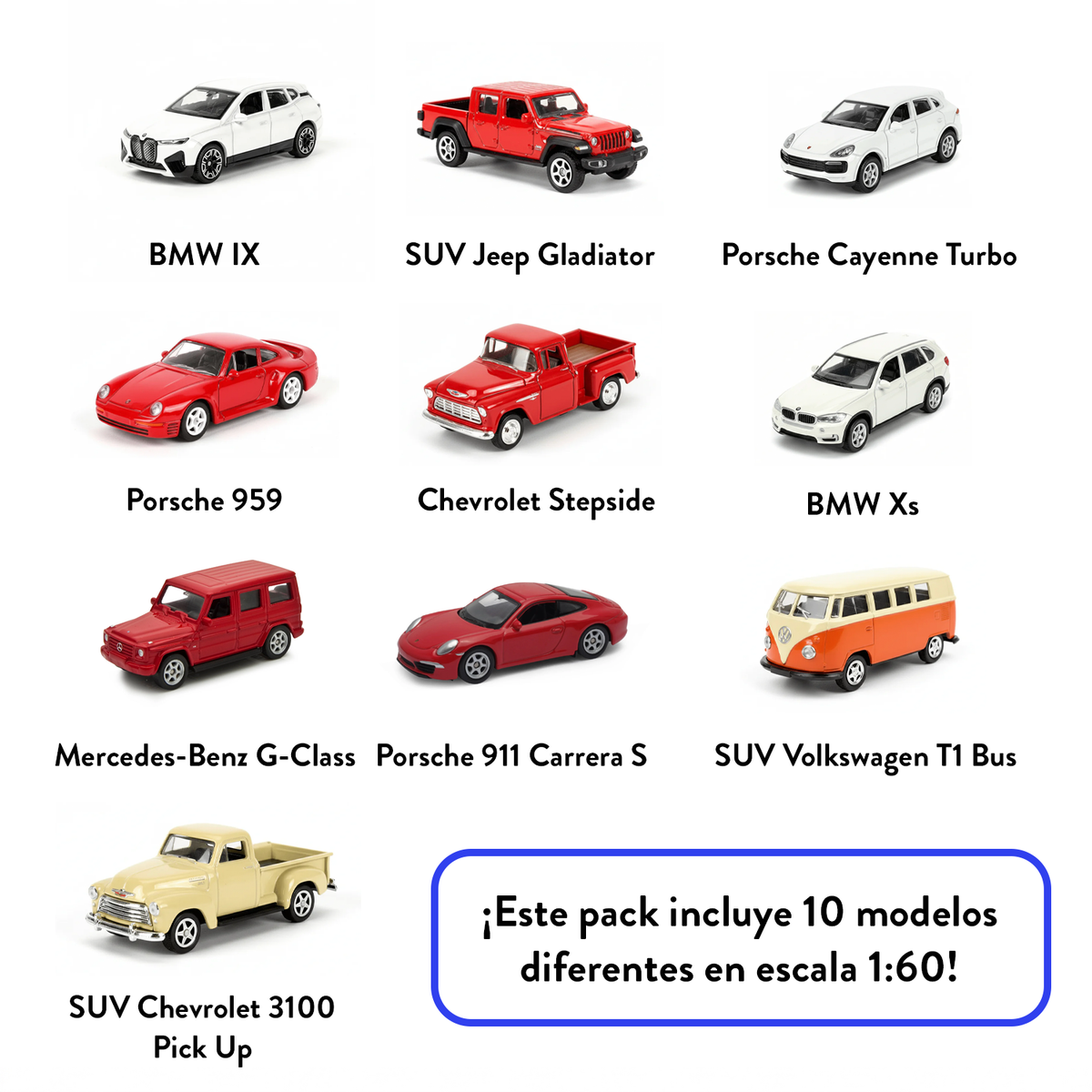 Pack x10 Autos Welly Mix Coleccionables 1:60