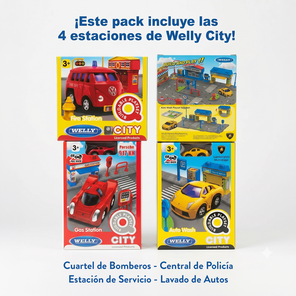 Pack x4 Estaciones Welly City Arma tu Ciudad