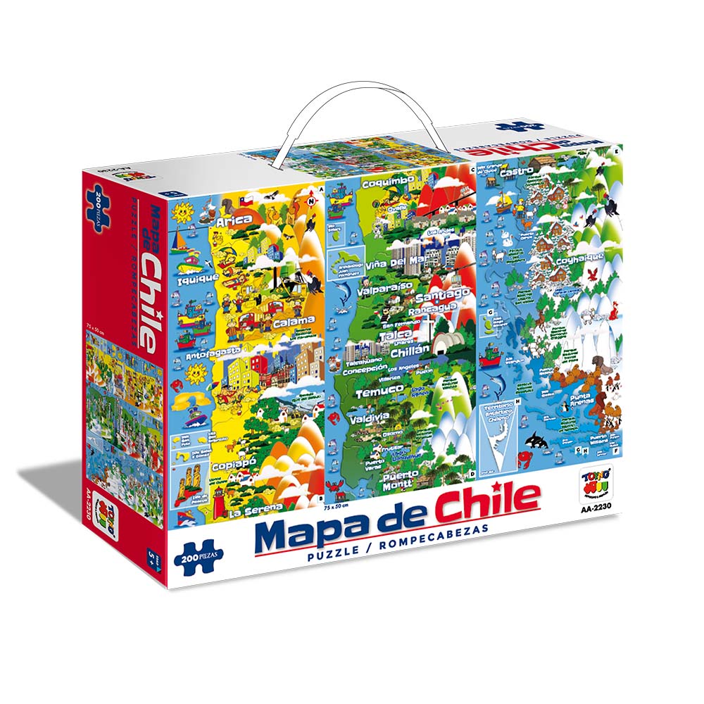 Puzzle 200 Piezas Mapa De Chile - Toyng - Toyng Chile