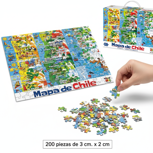 Puzzle 200 Piezas Mapa De Chile - Toyng - Toyng Chile